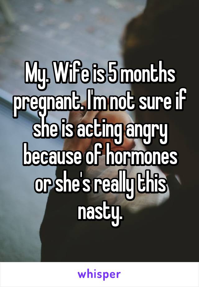 My. Wife is 5 months pregnant. I'm not sure if she is acting angry because of hormones or she's really this nasty.