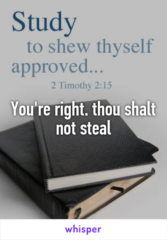 You're right. thou shalt not steal