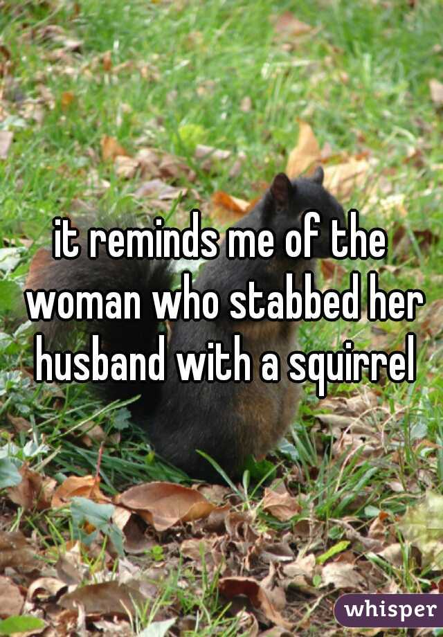 it reminds me of the woman who stabbed her husband with a squirrel