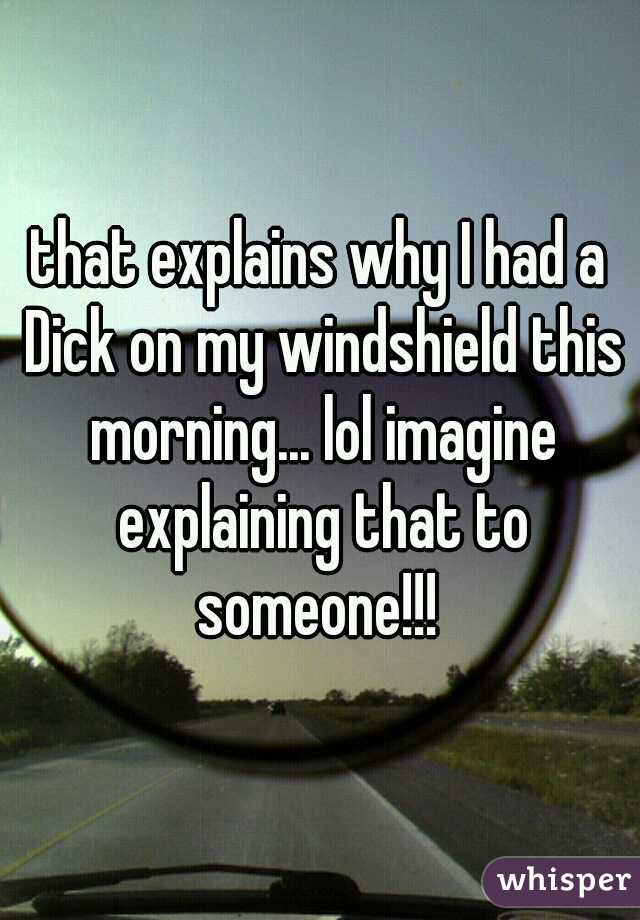 that explains why I had a Dick on my windshield this morning... lol imagine explaining that to someone!!! 