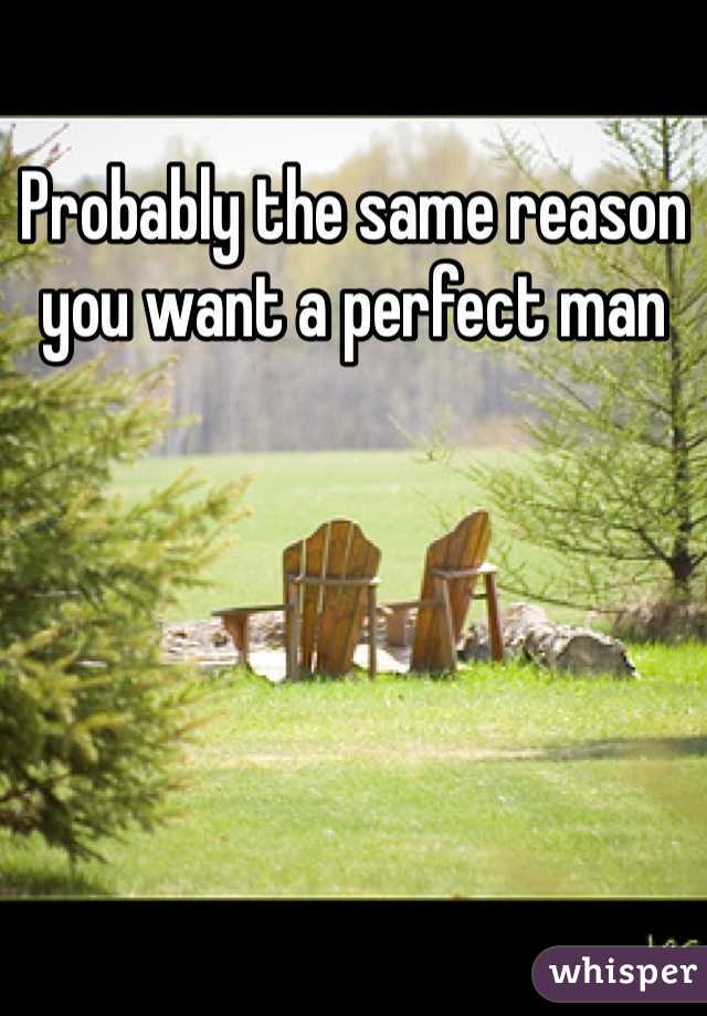Probably the same reason you want a perfect man