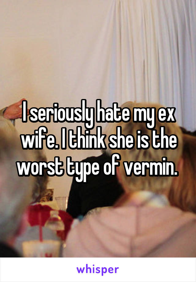 I seriously hate my ex wife. I think she is the worst type of vermin. 