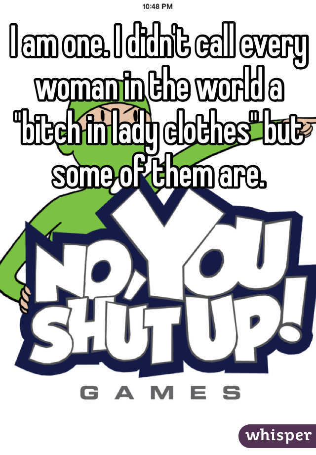 I am one. I didn't call every woman in the world a "bitch in lady clothes" but some of them are.