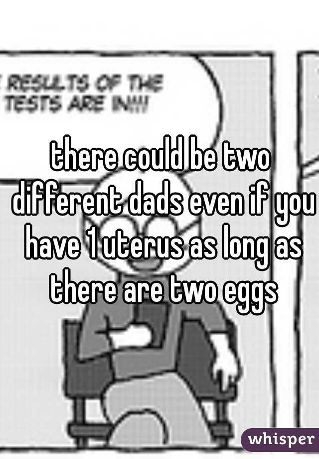 there could be two different dads even if you have 1 uterus as long as there are two eggs