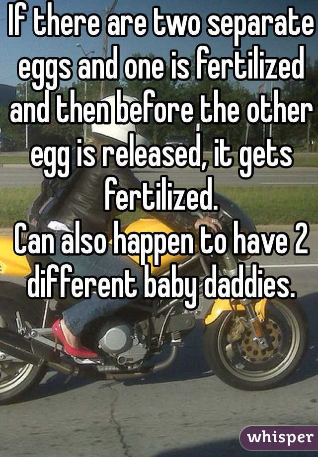 If there are two separate eggs and one is fertilized and then before the other egg is released, it gets fertilized. 
Can also happen to have 2 different baby daddies. 