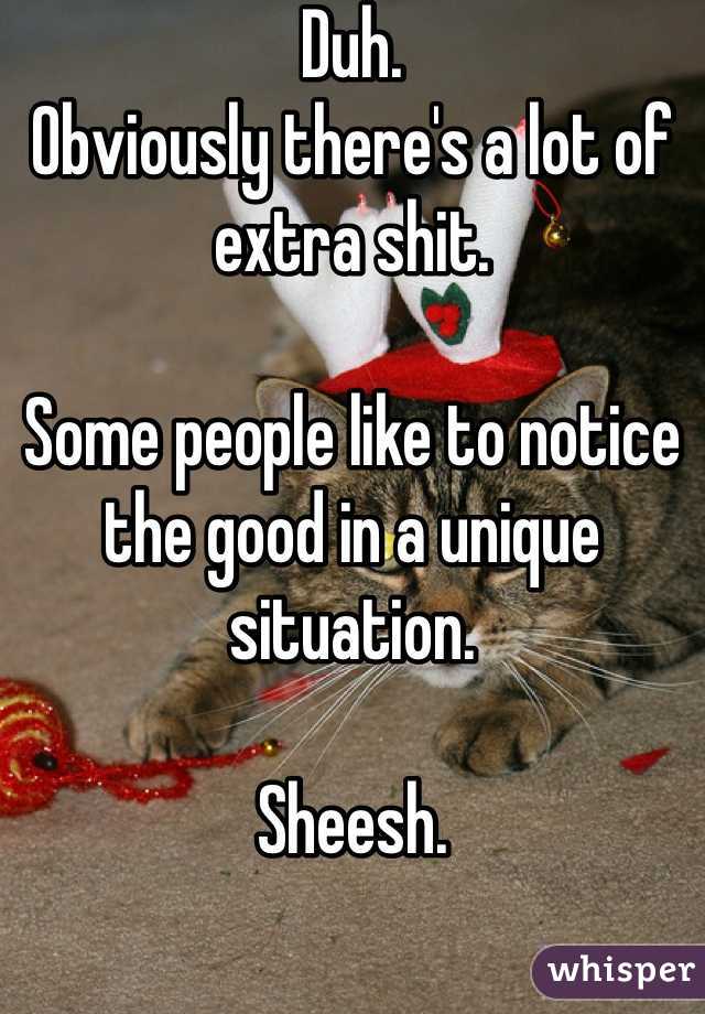 Duh. 
Obviously there's a lot of extra shit. 

Some people like to notice the good in a unique situation. 

Sheesh. 