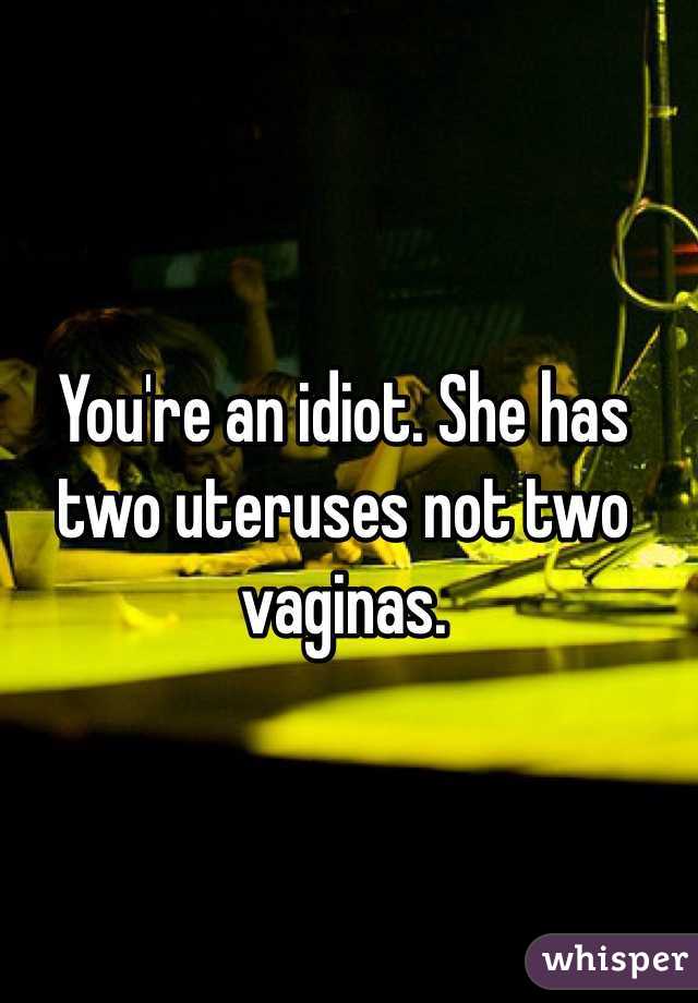 You're an idiot. She has two uteruses not two vaginas. 