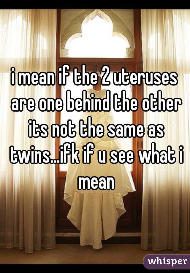 i mean if the 2 uteruses are one behind the other its not the same as twins...ifk if u see what i mean