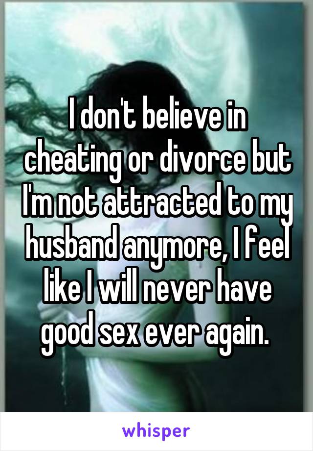 I don't believe in cheating or divorce but I'm not attracted to my husband anymore, I feel like I will never have good sex ever again. 