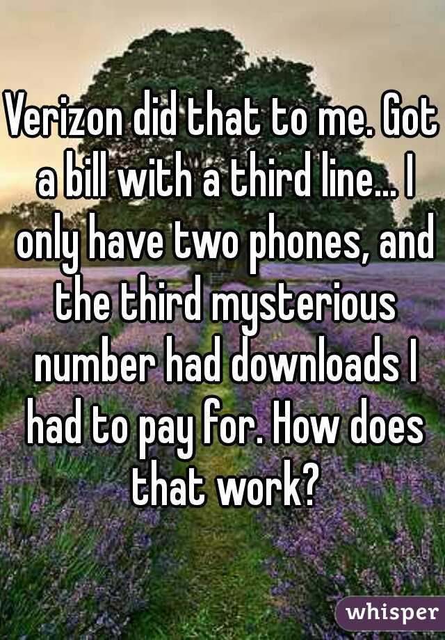 Verizon did that to me. Got a bill with a third line... I only have two phones, and the third mysterious number had downloads I had to pay for. How does that work?