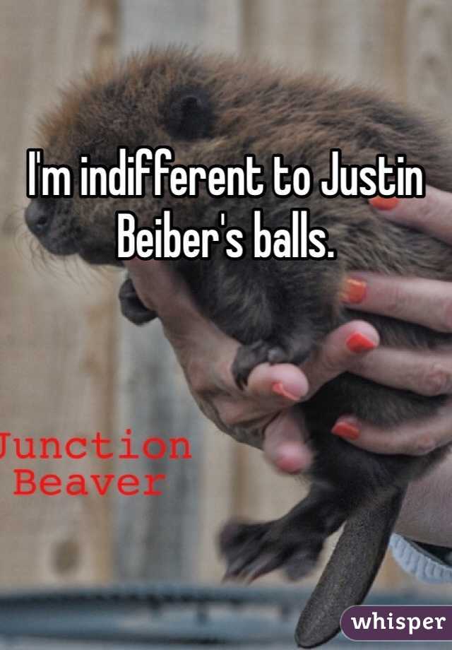 I'm indifferent to Justin Beiber's balls. 