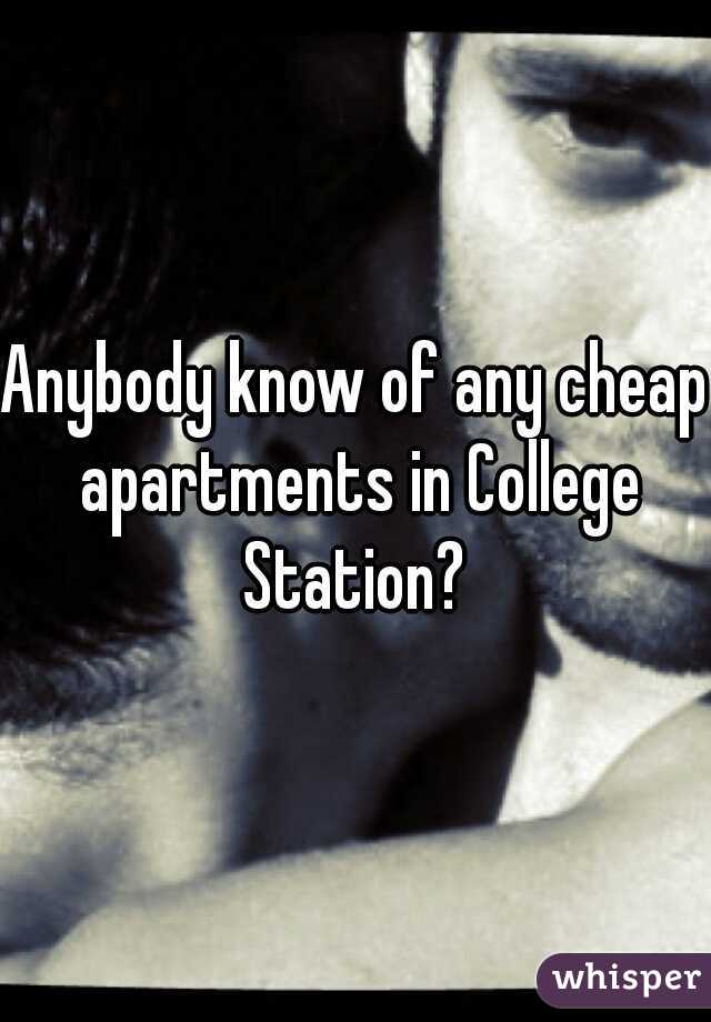 Anybody know of any cheap apartments in College Station? 