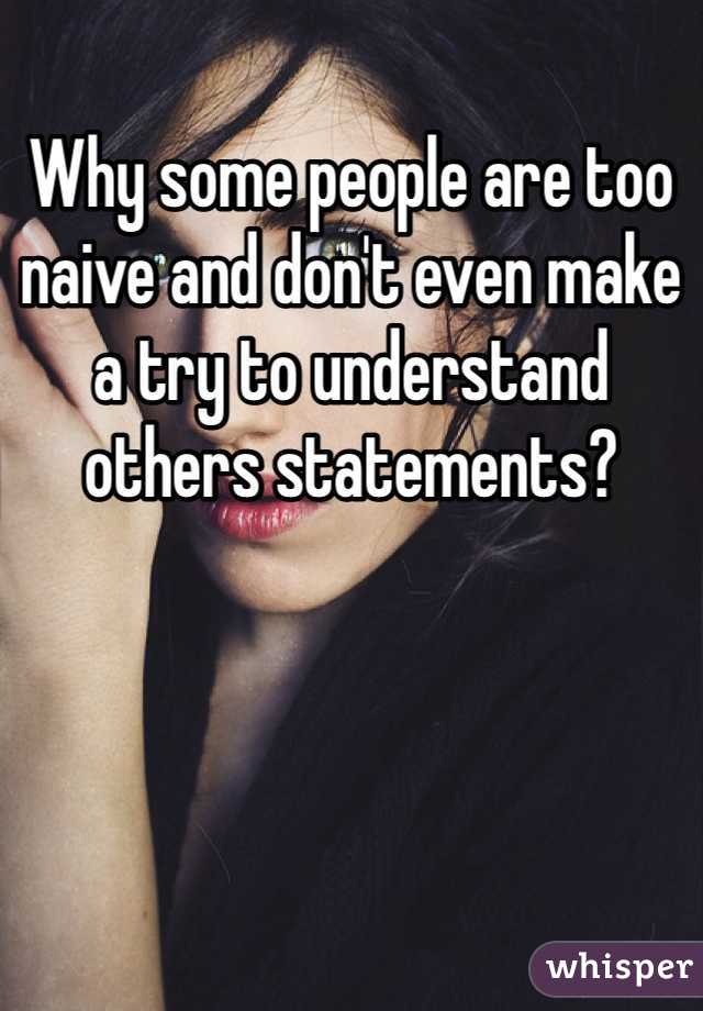 Why some people are too naive and don't even make a try to understand others statements?  