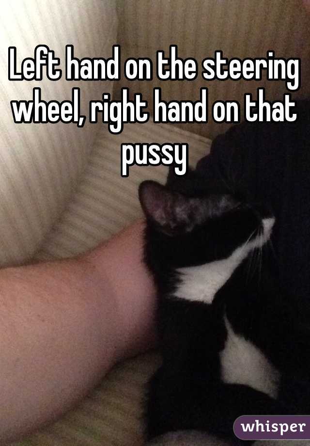 Left hand on the steering wheel, right hand on that pussy 