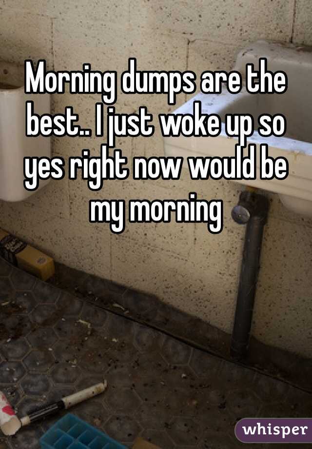 Morning dumps are the best.. I just woke up so yes right now would be my morning 