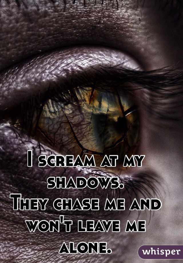 I scream at my shadows. 
They chase me and won't leave me alone. 

