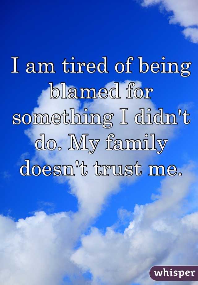 I am tired of being blamed for something I didn't do. My family doesn't trust me.