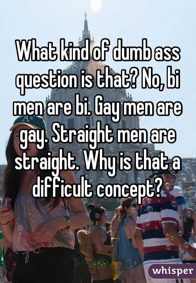 What kind of dumb ass question is that? No, bi men are bi. Gay men are gay. Straight men are straight. Why is that a difficult concept?