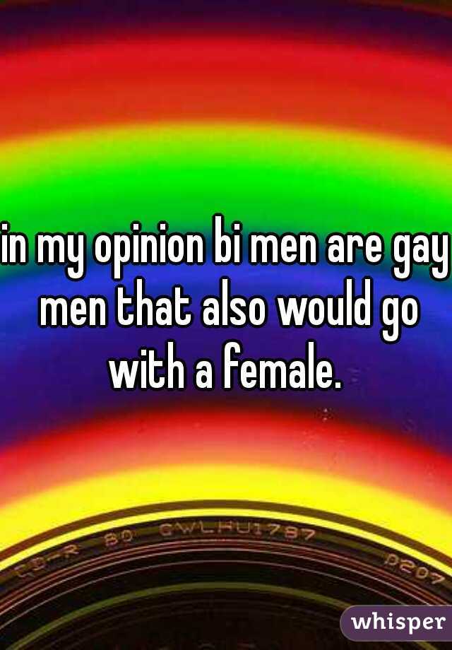 in my opinion bi men are gay men that also would go with a female. 