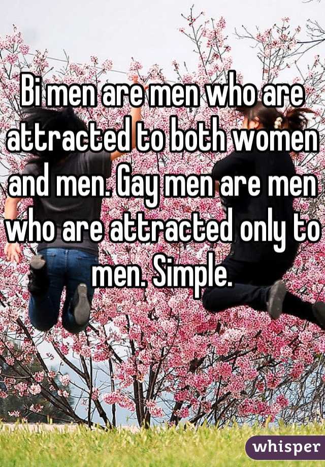 Bi men are men who are attracted to both women and men. Gay men are men who are attracted only to men. Simple.