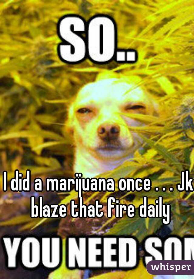 I did a marijuana once . . . Jk blaze that fire daily