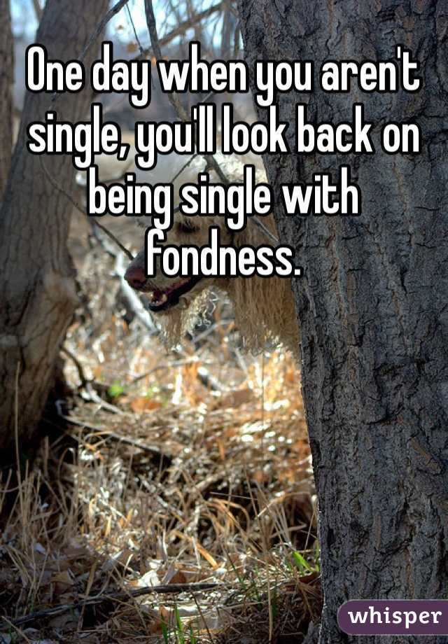One day when you aren't single, you'll look back on being single with fondness. 