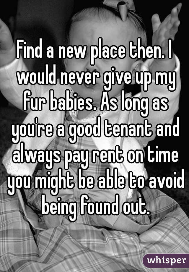 Find a new place then. I would never give up my fur babies. As long as you're a good tenant and always pay rent on time you might be able to avoid being found out.