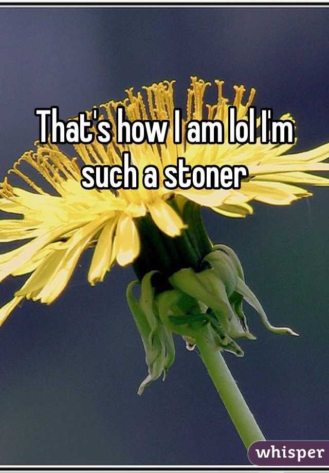 That's how I am lol I'm such a stoner 