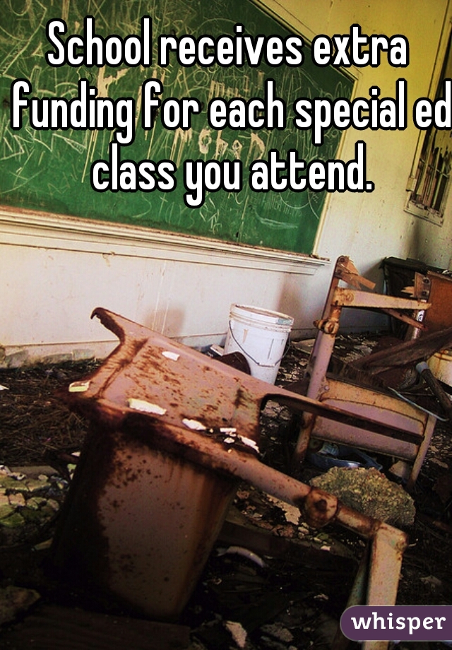 School receives extra funding for each special ed class you attend.