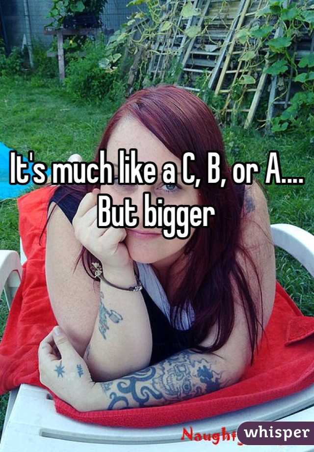 It's much like a C, B, or A.... But bigger 