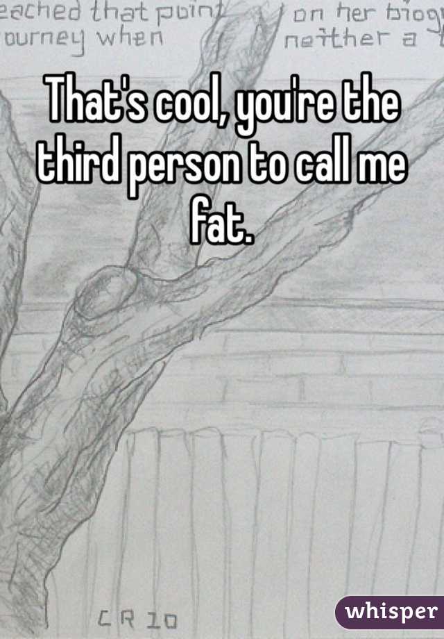 That's cool, you're the third person to call me fat.