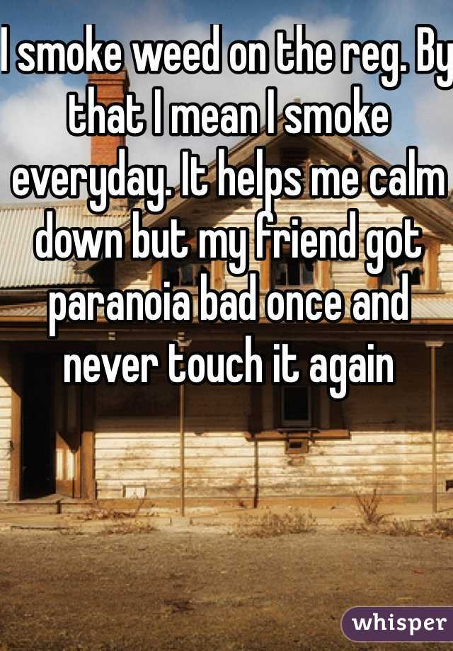 I smoke weed on the reg. By that I mean I smoke everyday. It helps me calm down but my friend got paranoia bad once and never touch it again