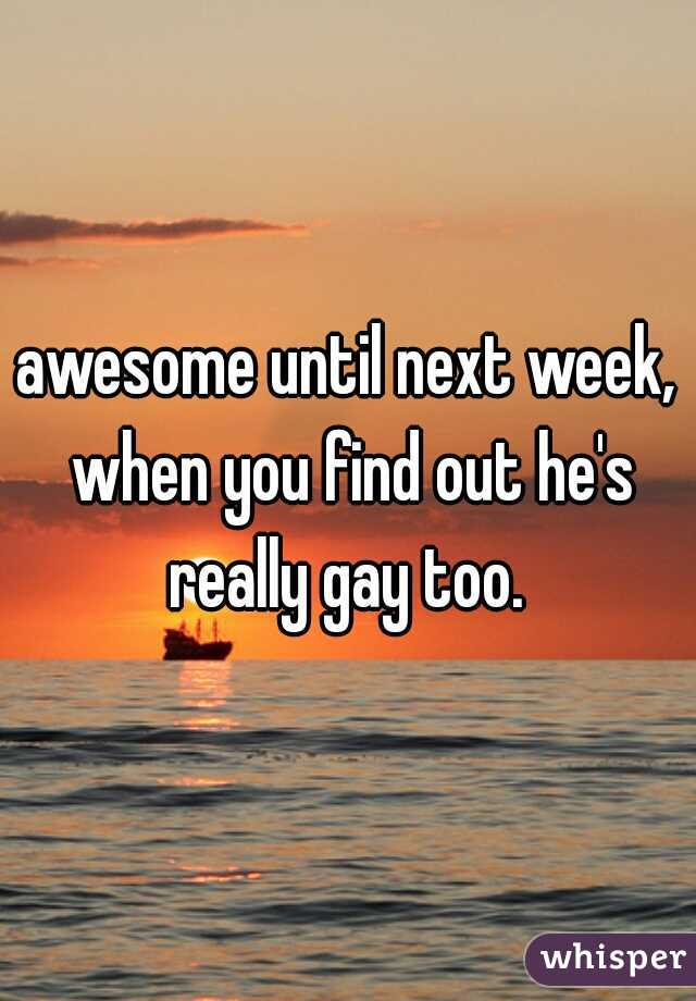 awesome until next week, when you find out he's really gay too. 