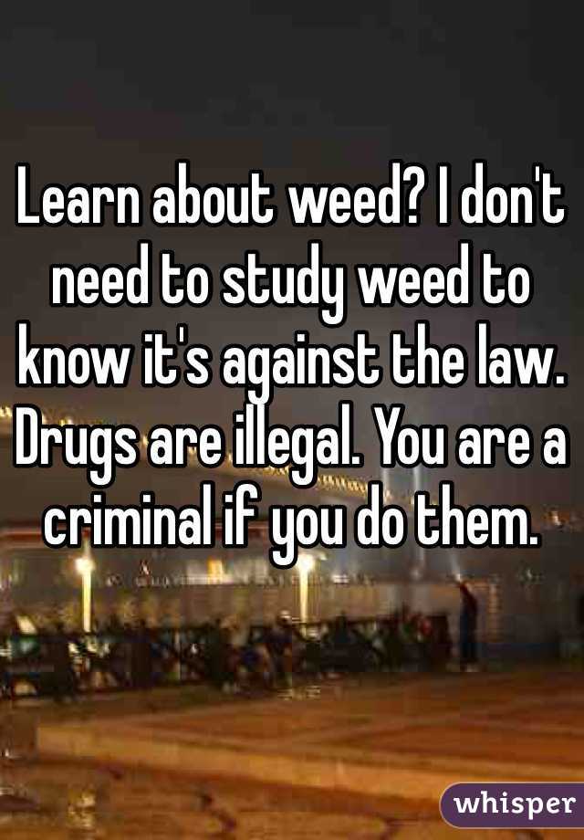 Learn about weed? I don't need to study weed to know it's against the law. Drugs are illegal. You are a criminal if you do them. 