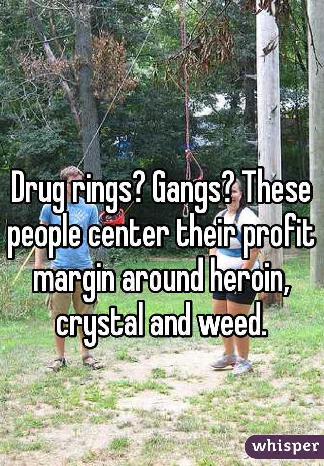 Drug rings? Gangs? These people center their profit margin around heroin, crystal and weed. 