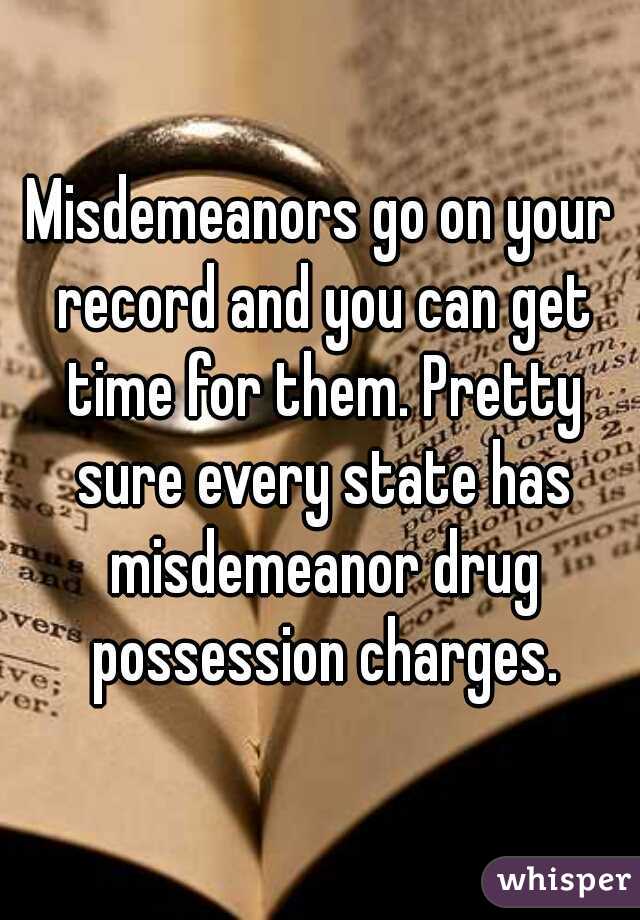 Misdemeanors go on your record and you can get time for them. Pretty sure every state has misdemeanor drug possession charges.