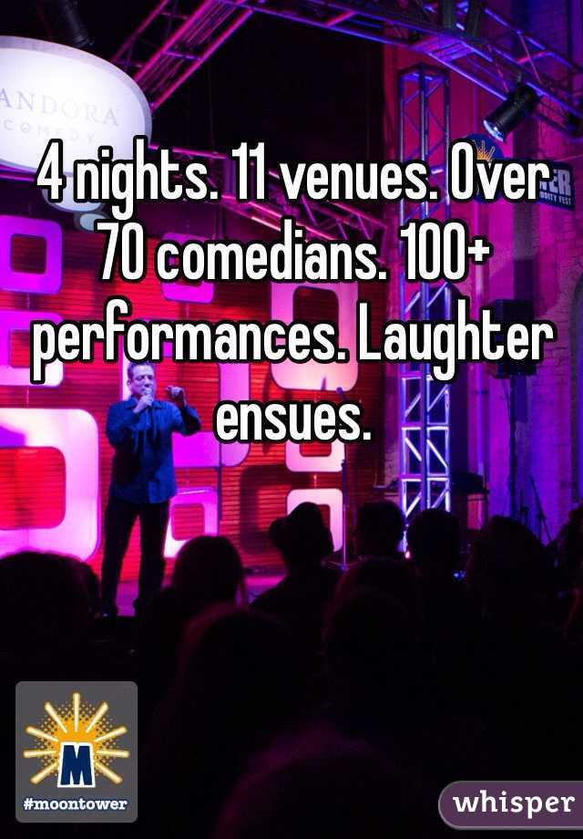 4 nights. 11 venues. Over 70 comedians. 100+ performances. Laughter ensues.

