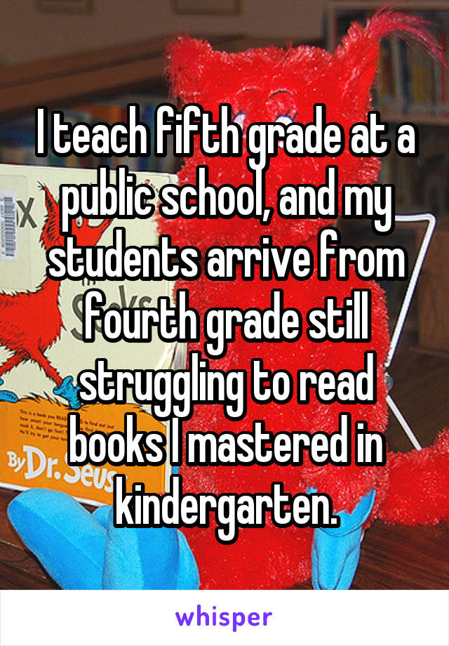 I teach fifth grade at a public school, and my students arrive from fourth grade still struggling to read books I mastered in kindergarten.