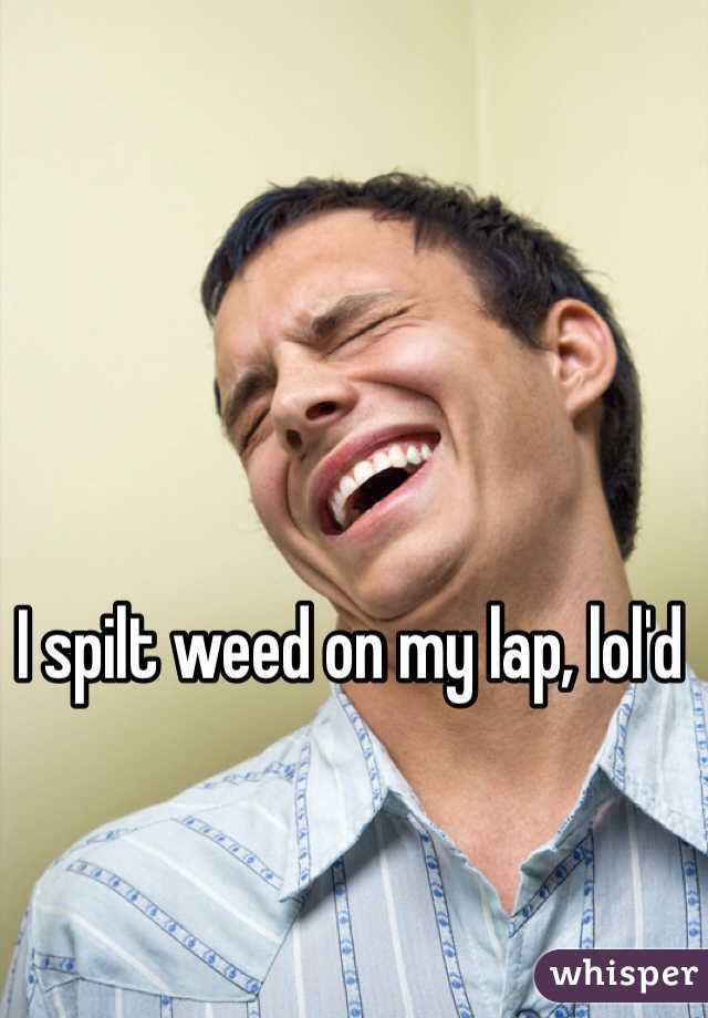 I spilt weed on my lap, lol'd