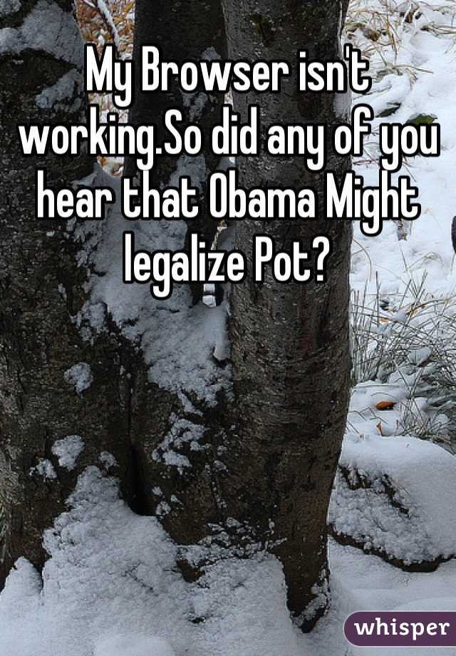My Browser isn't working.So did any of you hear that Obama Might legalize Pot?