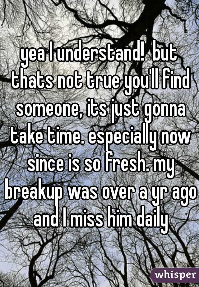 yea I understand!  but thats not true you'll find someone, its just gonna take time. especially now since is so fresh. my breakup was over a yr ago and I miss him daily