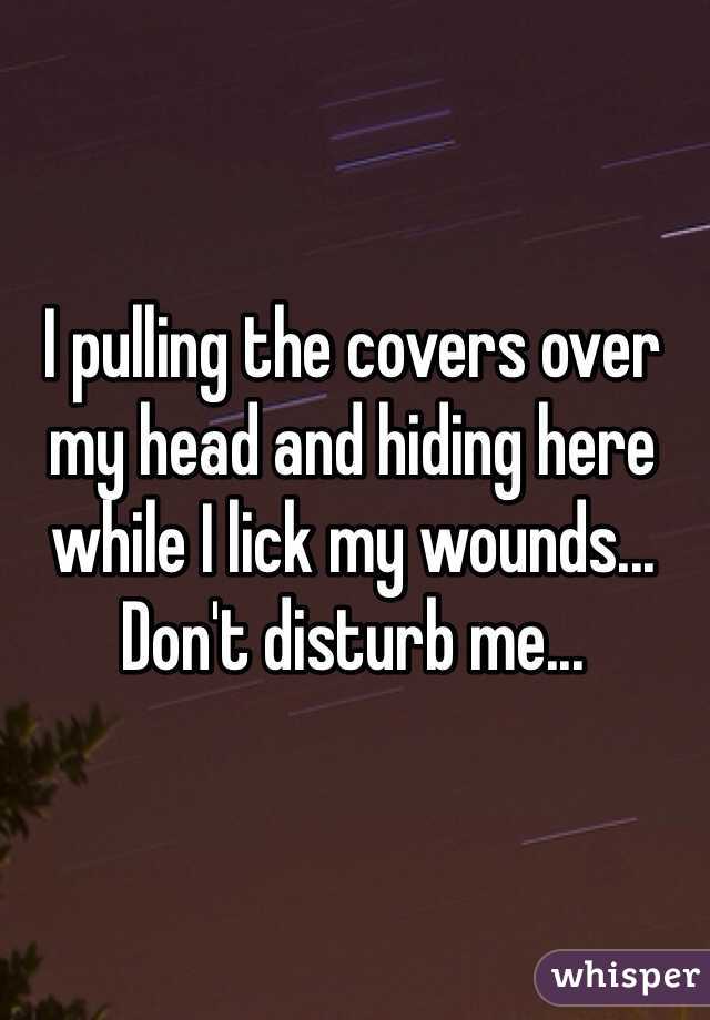 I pulling the covers over my head and hiding here while I lick my wounds...  Don't disturb me...