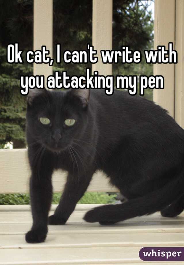 Ok cat, I can't write with you attacking my pen