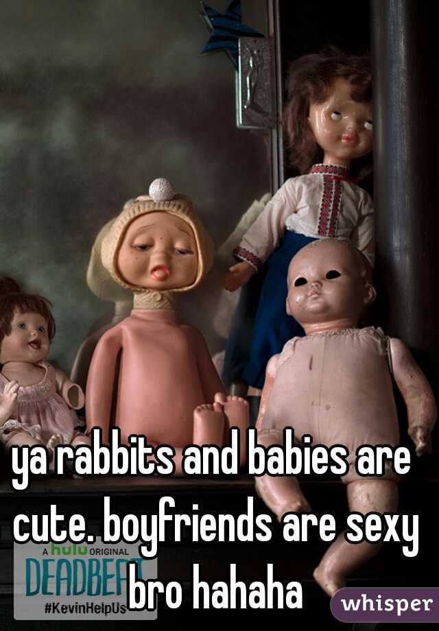 ya rabbits and babies are cute. boyfriends are sexy bro hahaha