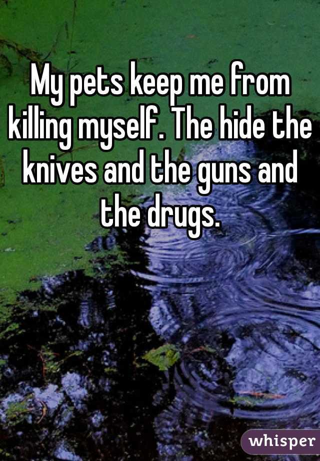My pets keep me from killing myself. The hide the knives and the guns and the drugs. 