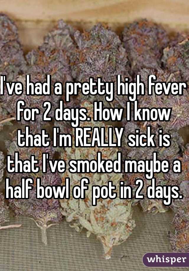 I've had a pretty high fever for 2 days. How I know that I'm REALLY sick is that I've smoked maybe a half bowl of pot in 2 days. 