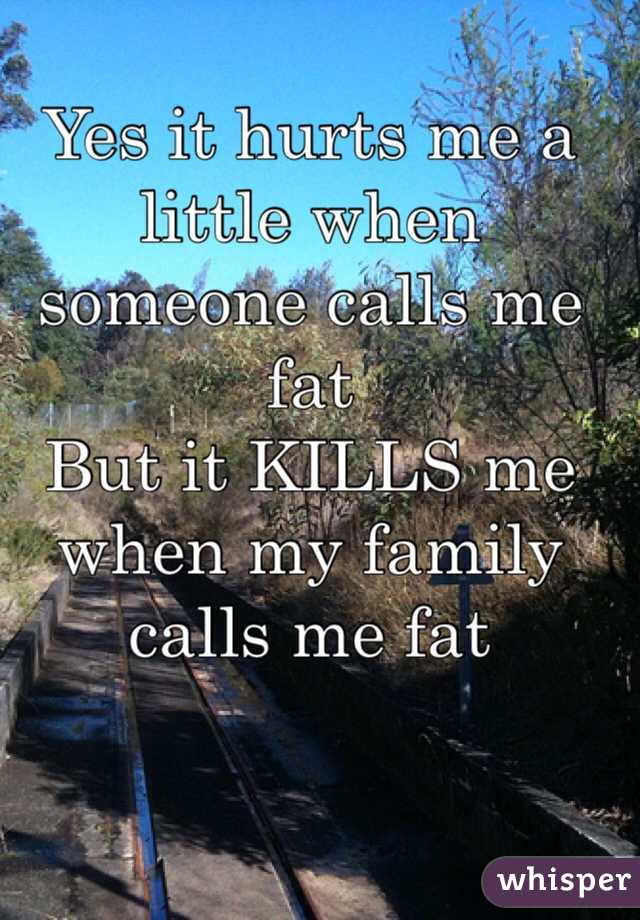 Yes it hurts me a little when someone calls me fat
But it KILLS me when my family calls me fat 