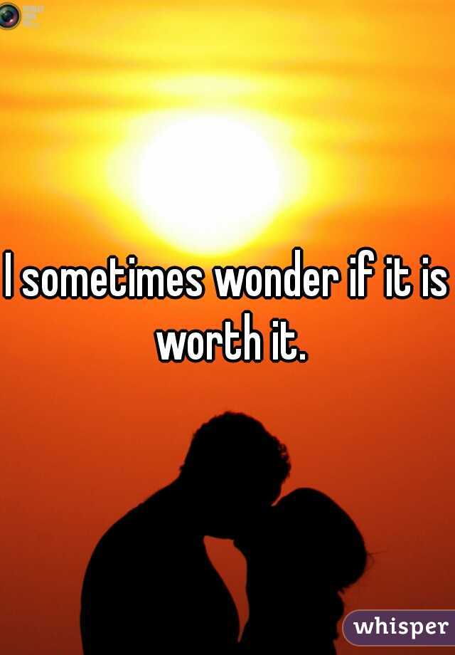 I sometimes wonder if it is worth it.