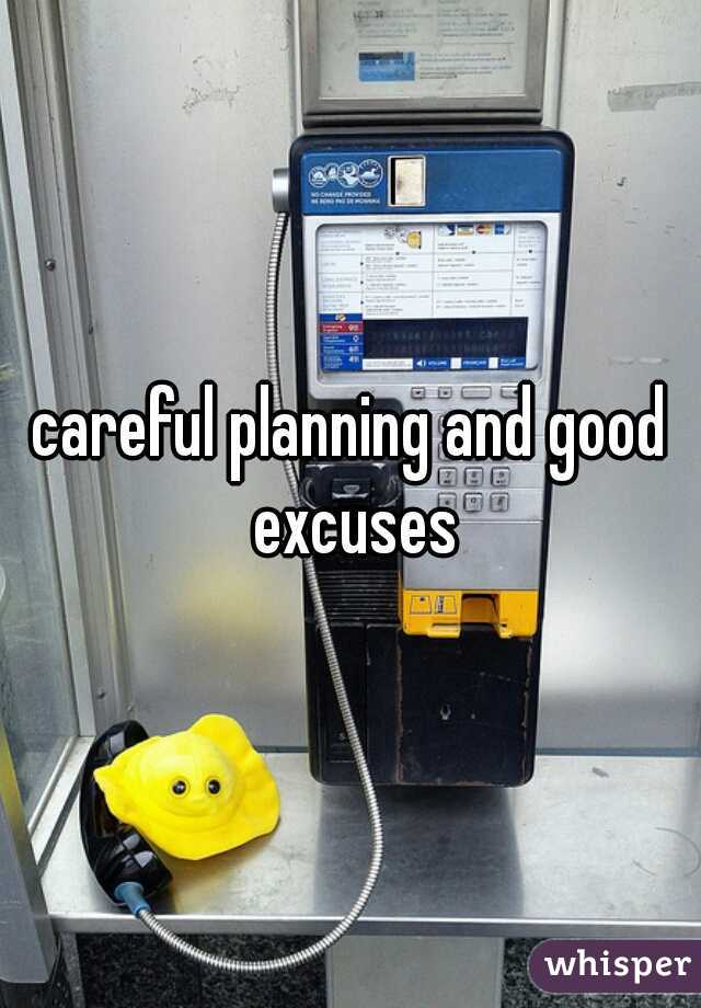 careful planning and good excuses