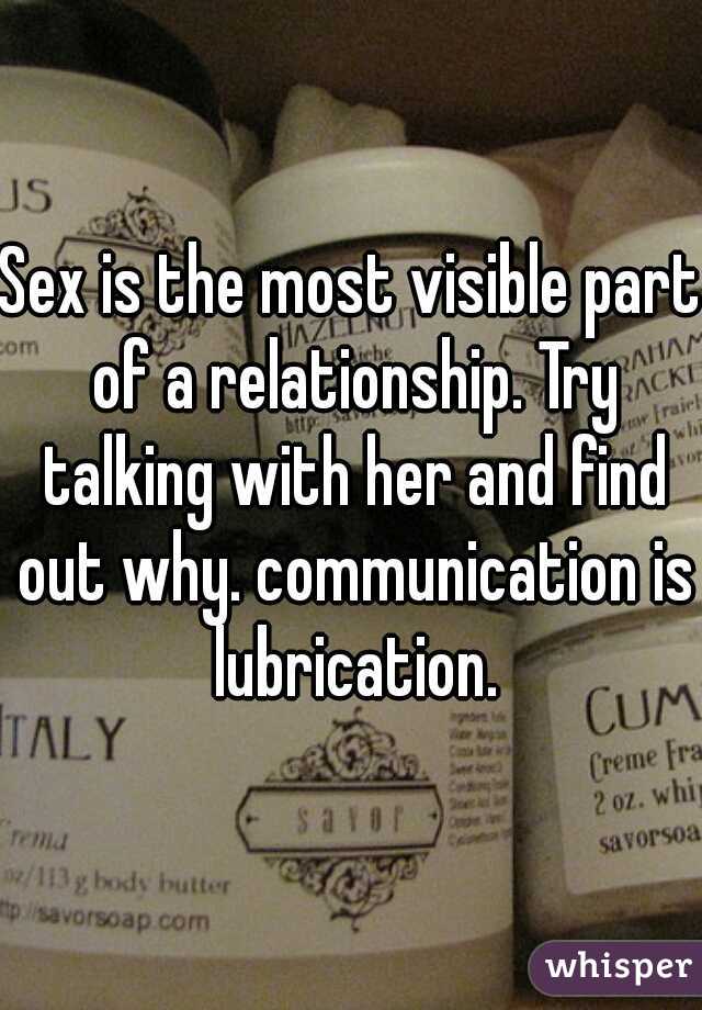 Sex is the most visible part of a relationship. Try talking with her and find out why. communication is lubrication.
